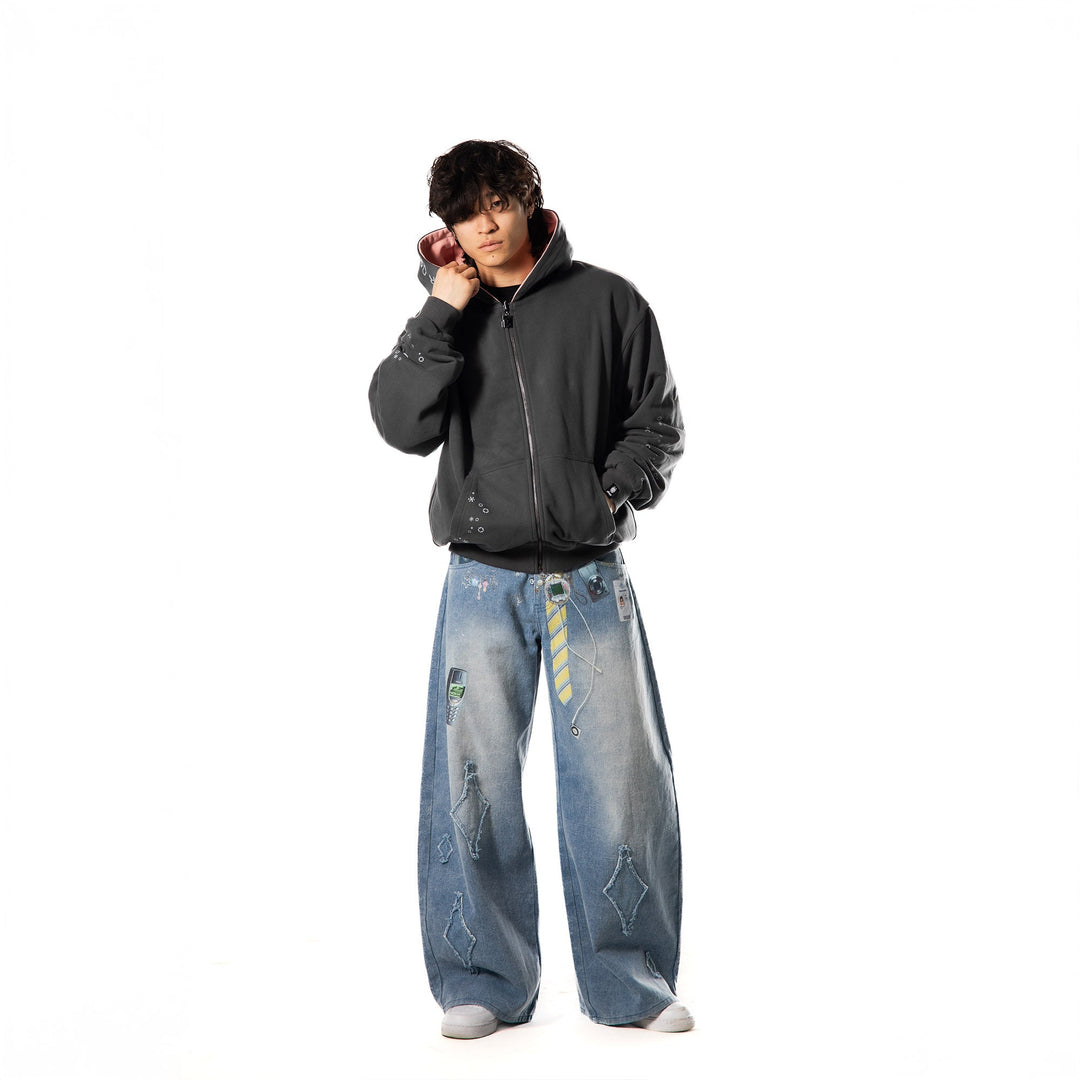 Burned Out Reversible Zip