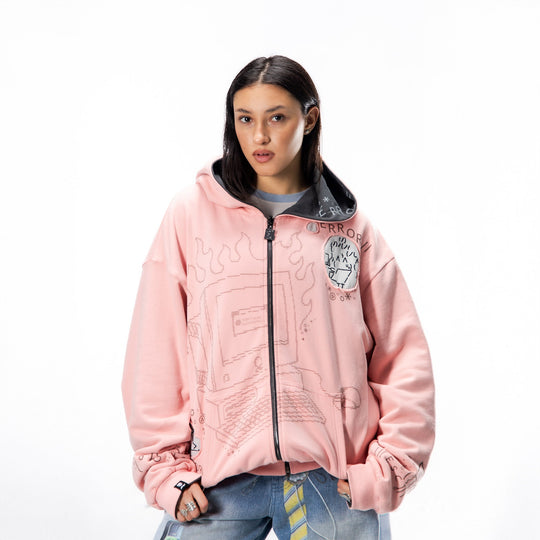 Burned Out Reversible Zip