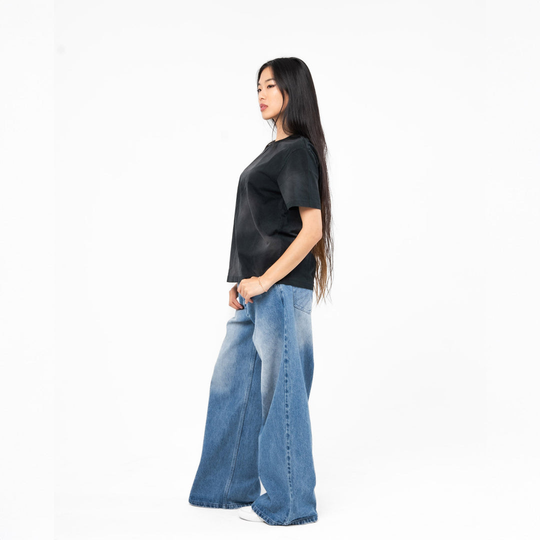 Slim Crop T-Shirt / Sun Fade Black